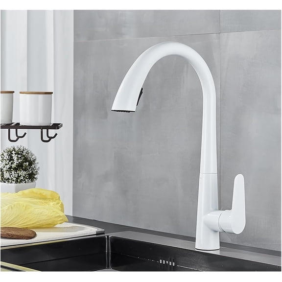 Black Kitchen Faucet Two Function Single Handle Pull Out Mixer Hot and Cold Water Taps Deck Mounted 360 Rotation Mixer Tap