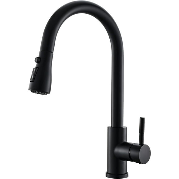 Black Kitchen Faucet with Pull Down Sprayer Single Hole Kitchen Sink Faucet Suitable for Farmhouses RV Laundry Room Outdoor and Campers