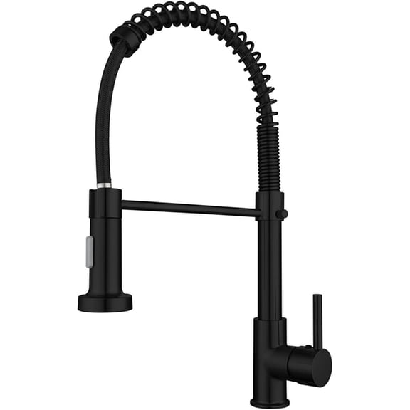 Black Kitchen Faucet with Pull Down Sprayer, Universal Swivel Kitchen Sink Mixer Tap, Soild Brass Single Handle Hot and Cold Water Spring Faucet