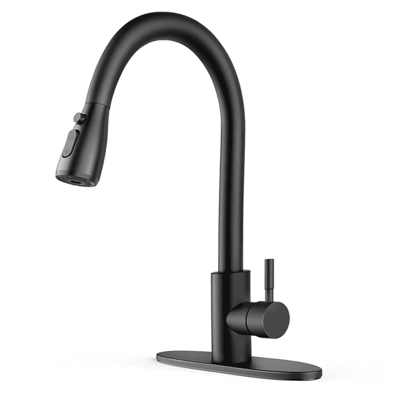 VQJTCVLY Black Kitchen Faucets, Waterfall Kitchen Sink Faucet, Commercial Utility Stainless Steel Kitchen Faucets,Single Handle Kitchen Sink Faucet for 3 Function