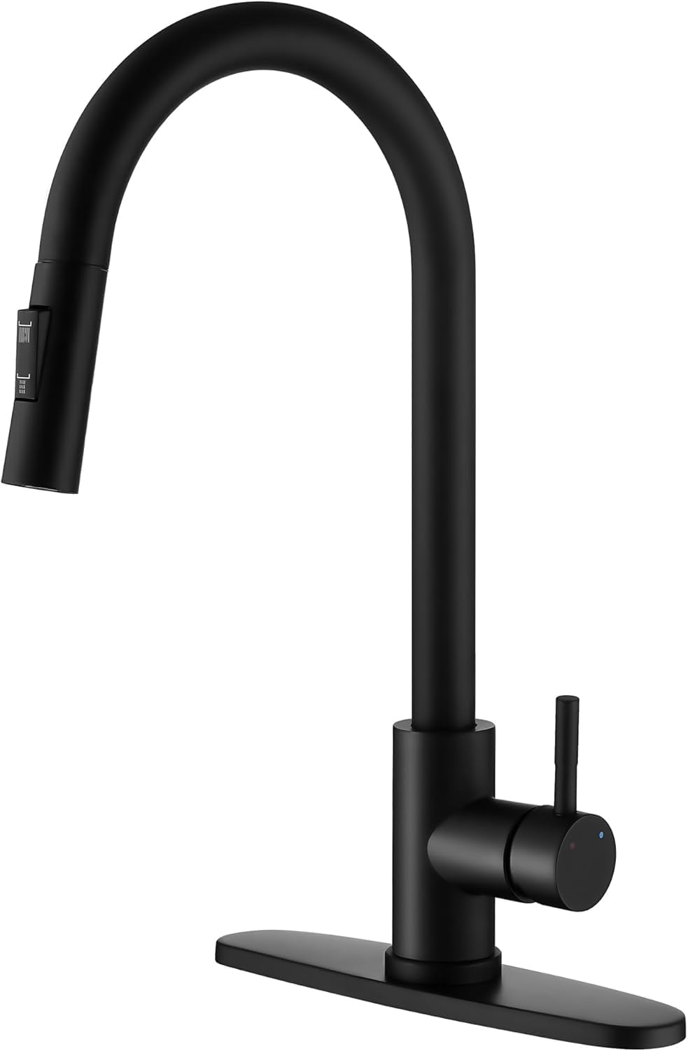 Black Kitchen Faucets with Pull-Down Sprayer , 2.5GPM High Arc Single Handle, Stainless Steel, with Deck Plate, for Farmhouse Camper Laundry Rv Bar