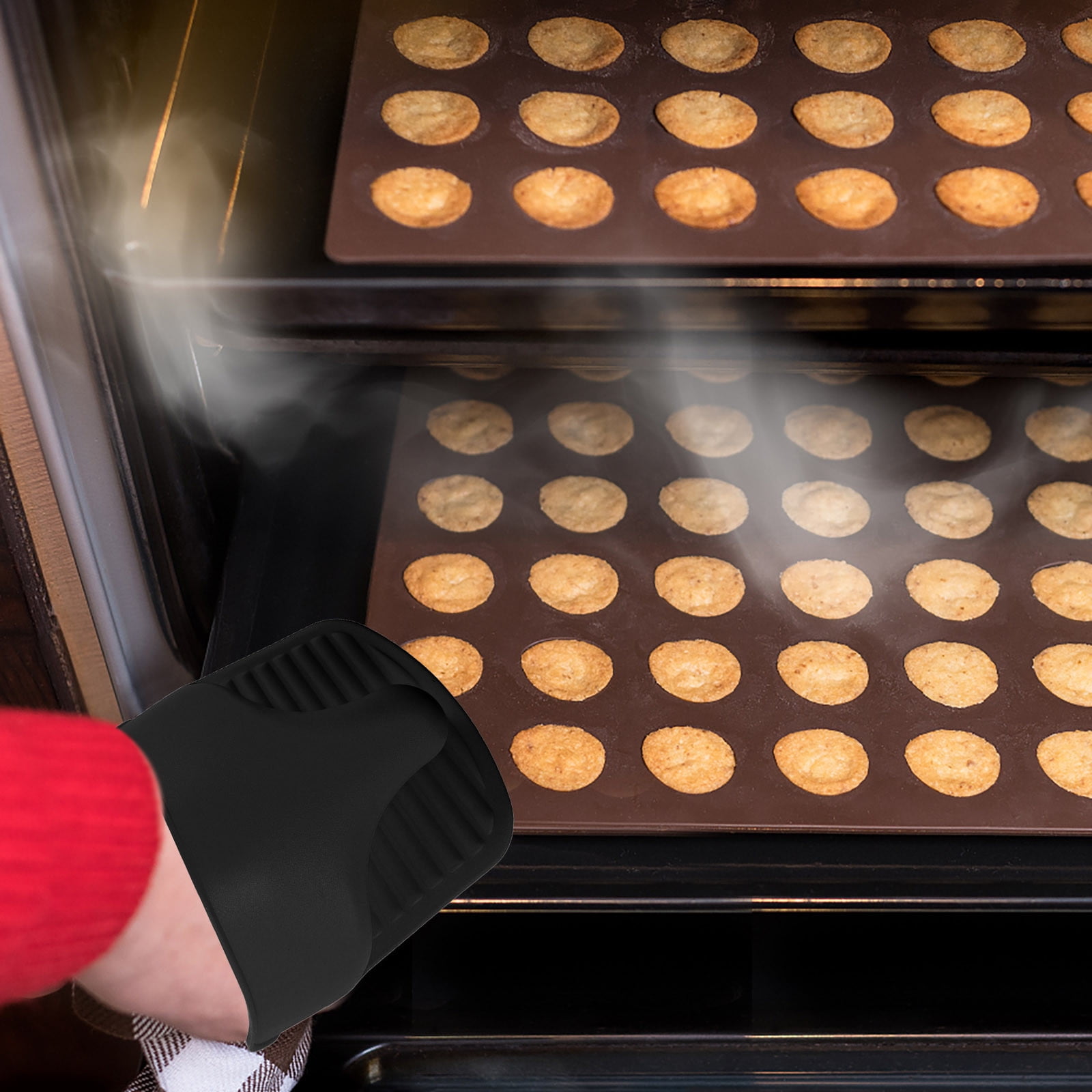Black Kitchen Insulated Gloves for Cooking and Baking - Microwave Safe ...