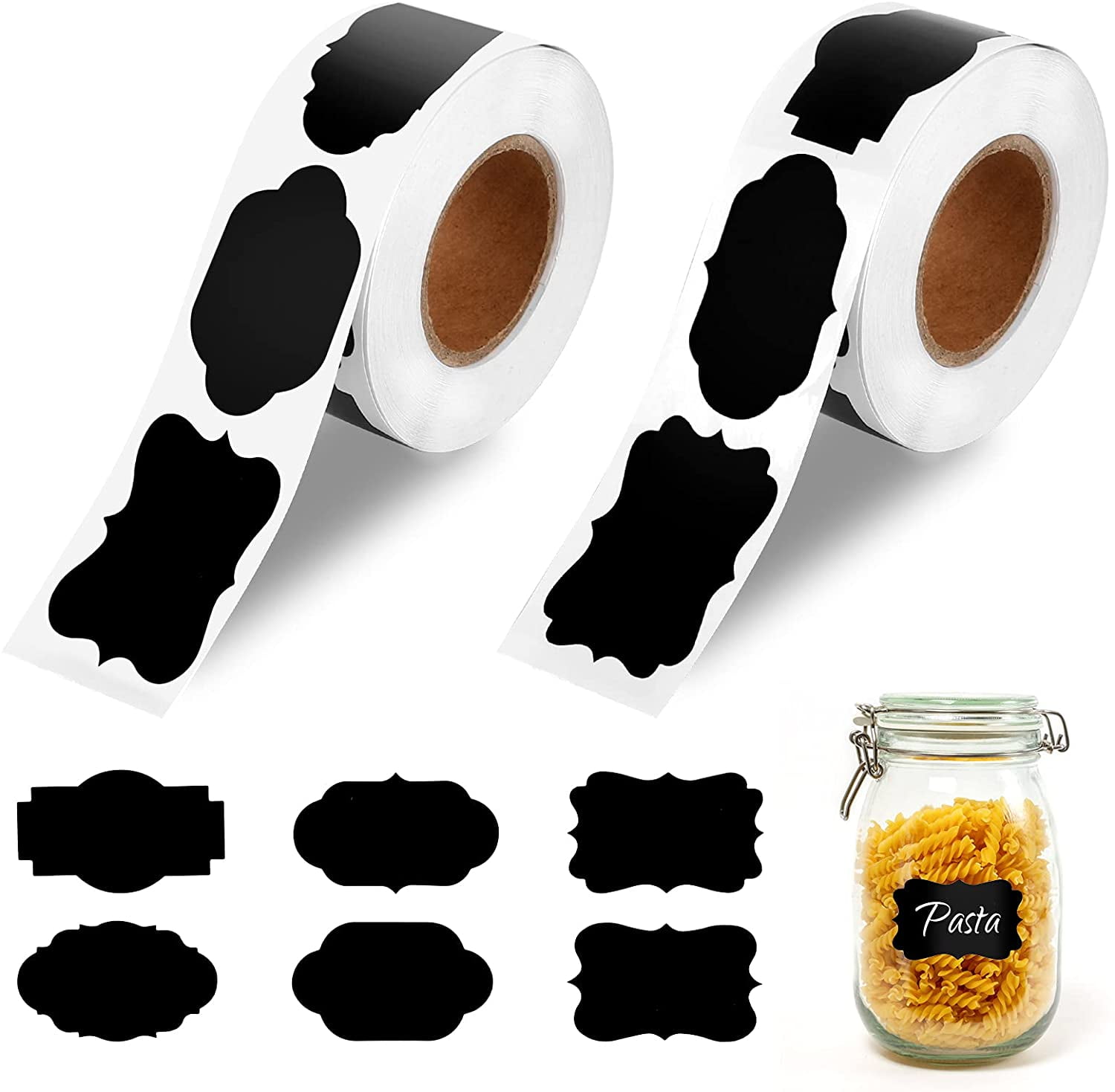 Black Kitchen Label, SelfAdhesive Black Jar Labels for Marking