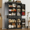 thumbnail image 1 of Black Kitchen Pantry with 6 Door, and 2 Drawers, 72" Tall Cabinet with Adjustable Shelves, Freestanding Tall Cupboard Storage Cabinet, 1 of 9