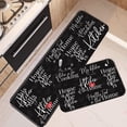 thumbnail image 1 of Black Kitchen Rugs and Mats Non Skid Washable Set of 2, Phrase Doodle Black White Blackboard Cooking Phrase Kitchen Mats for Floor, Love Heart Home Under Sink Mats for Kitchen Decor, 1 of 6