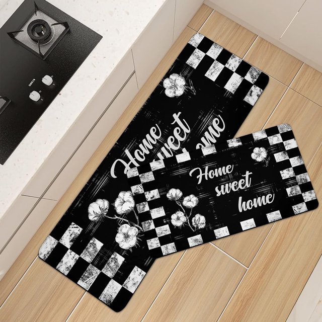 Black Kitchen Rugs and Mats Set of 2 Anti Fatigue Kitchen Mats for