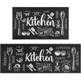 thumbnail image 1 of Black Kitchen Rugs and Mats Set of 2, Kitchen Utensil Non-Slip Washable Mat, Black Farmhouse Kitchen Decor Anti-Fatigue Rug for Kitchen Sink Laundry Room, 17x30+17x47 Inch, 1 of 6