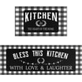 thumbnail image 1 of Black Kitchen Rugs and Mats Sets of 2, Funny Kitchen Decoration Rubber Backing Non-Slip Absorbent Mats for Sink Waterproof Runner Rug for Laundry Room 17x30+17x48inch, 1 of 6