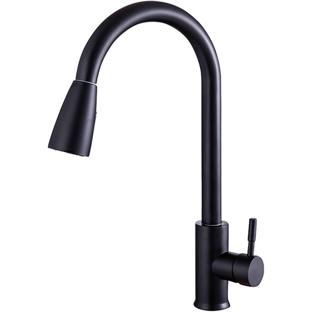 Black Kitchen Sink Faucet, 360°Rotation PullOut Kitchen Faucet