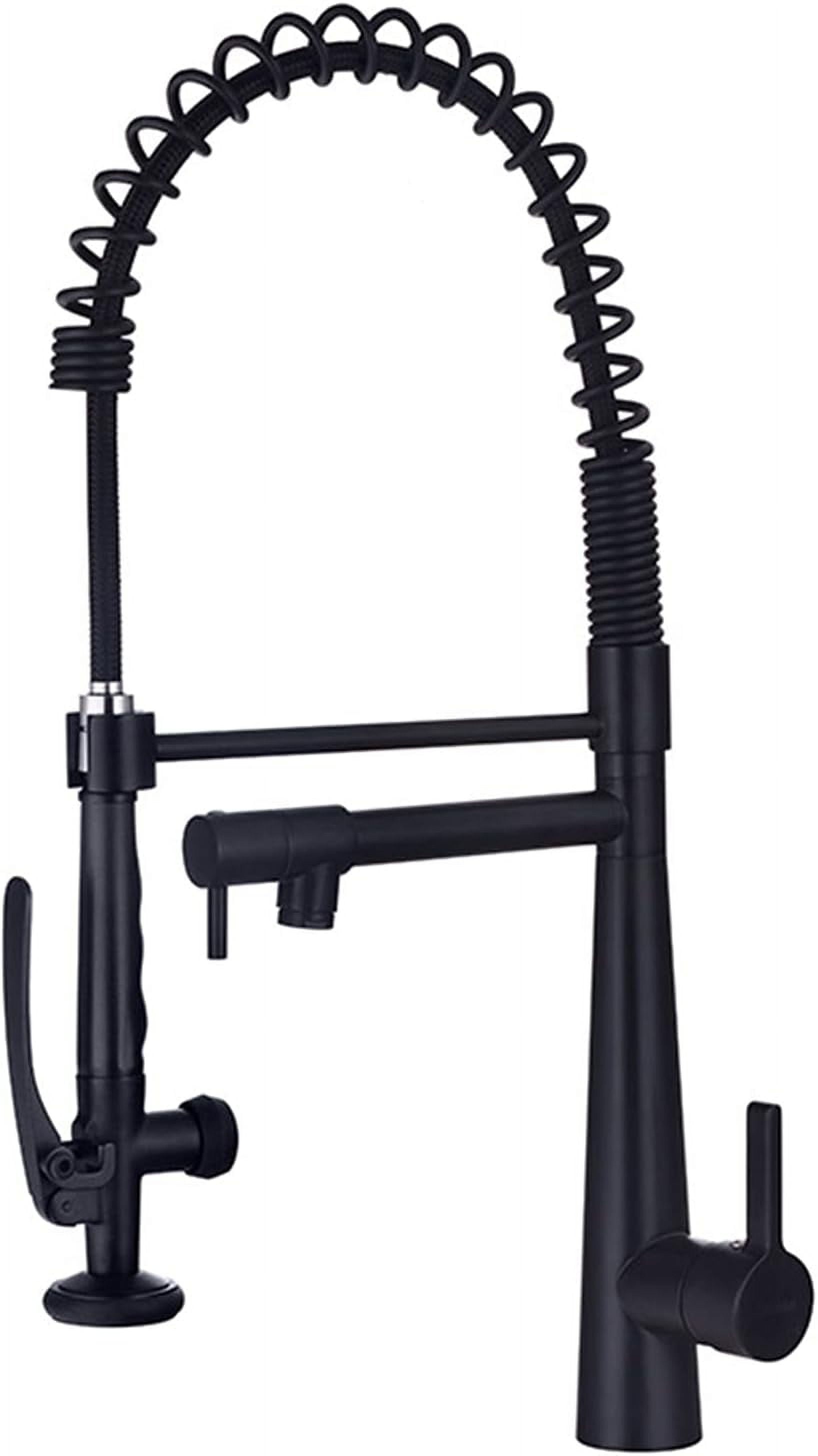 Black Kitchen Sink Faucet with Pull Down Sprayer, Brass High Arch
