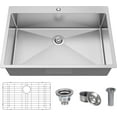 thumbnail image 1 of Kitchen Sink Stainless Steel 33 x 22 Inch Single Bowl Drop In Kitchen Sink Topmount 18 Gauge Stainless Steel Single Bowl Kitchen Sink Single Basin with Drain Strainer Set, 1 of 6