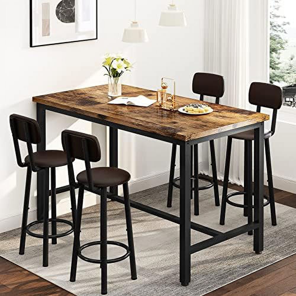 Black Kitchen Table and Chairs for 4 Compact 5Piece Dining Room Table