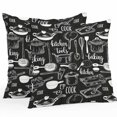 thumbnail image 1 of Black Kitchen Tools Throw Pillow Covers 26x26 Inch Set of 2, Modern Cooking Utensil Farmhouse Cookware Waterproof Outdoor Pillow Covers, Decorative Cushion Pillowcases for Couch, Sofa, Bed, Patio, 1 of 9