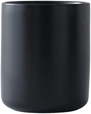 Black Kitchen Utensil Holder for Countertop, Matte Ceramic Cooking Utensil Crock for Counter Easy to Clean, Modern Spatula Holder for Farmhouse Décor 4.5×6.4 INCH