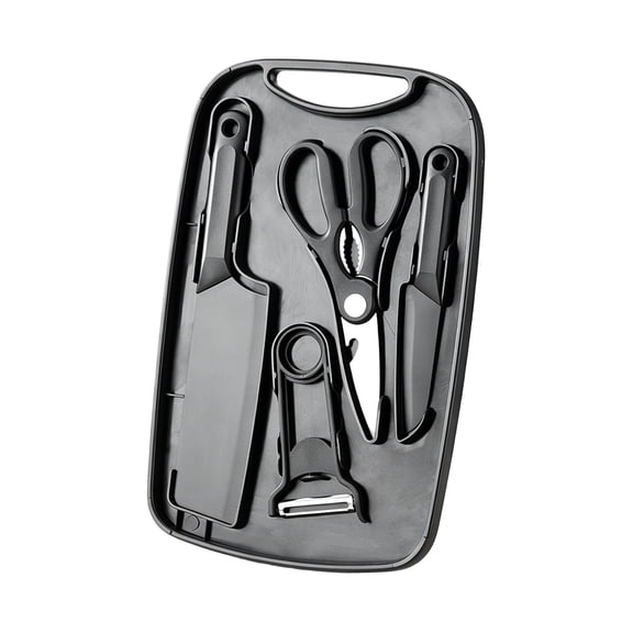 Black Kitchen Utensil Set with Stainless Steel Model Set and Cutting Board for Home Cooking Daily Use Gift for Home Cooks