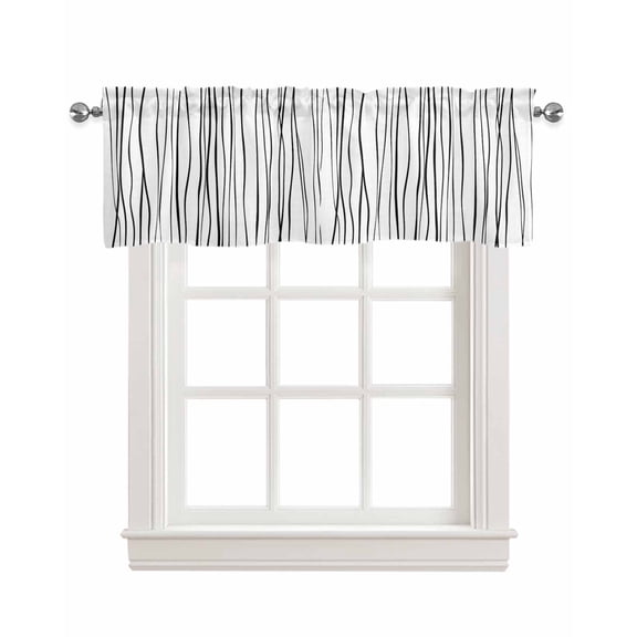Black Kitchen Valances for Windows Farmhouse Linen Window Valance Curtain for Living Room Window Treatment Abstract Lines Gradient Minimalist Modern Texture Valance Rod Pocket Topper, 54 x 18 Inch