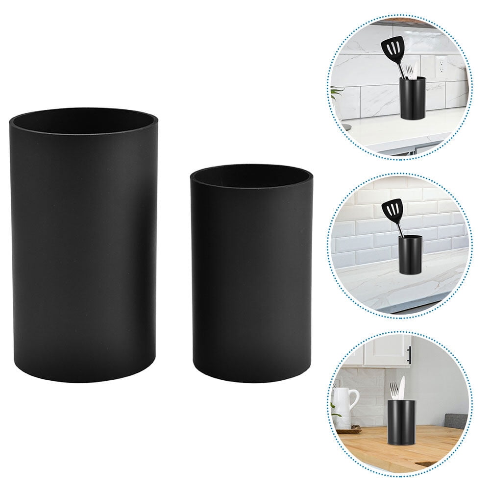 Black Kitchen utensil holder for countertop, Matte Cooking utensils