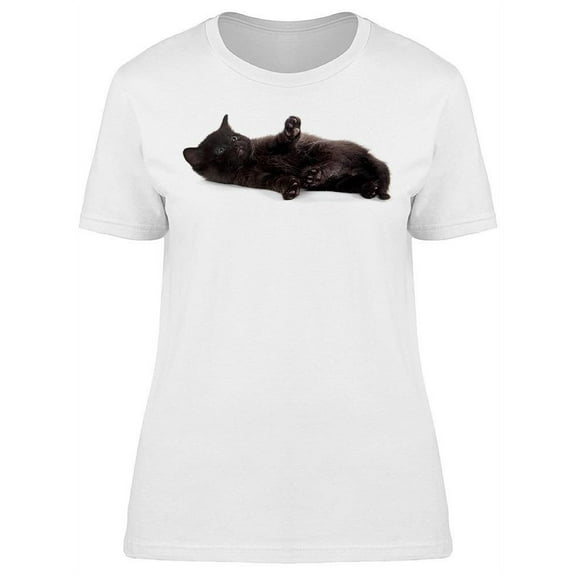 Black Kitten Laying Down T-Shirt Women -Image by Shutterstock, Female x-Large