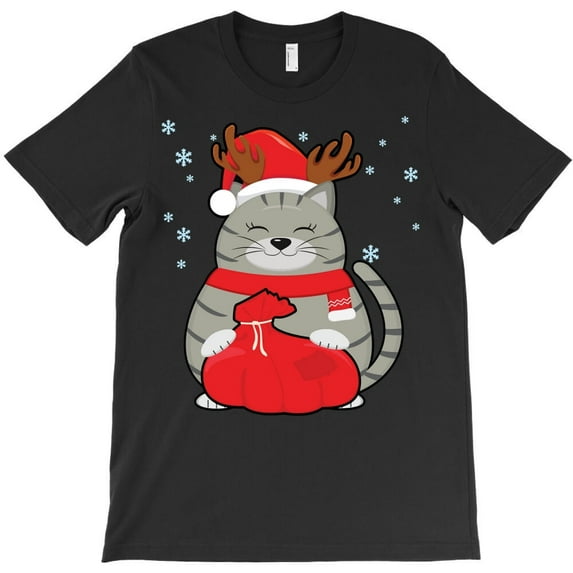 Black Kitty Christmas Funnys Christmas, Funny Kitten Graphic Tee H35907 Unisex T-Shirt, Up to 5XL Available
