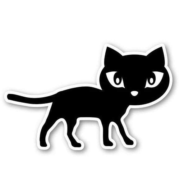 Black Kitty Cute Cat - 3" Vinyl Sticker - For Car Laptop Water Bottle Phone - Waterproof Decal