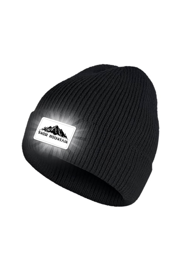 Winter Beanie Skull Caps for Men Hats Black Knit Cuffed Women Hat Reflective Design for Night Cycling Running