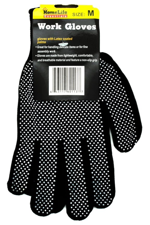 Black Knit Gloves with PVC Dots Large Assembly/Delicate Items