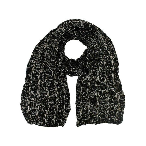 Black Knit Long Scarf With Sequin Accents