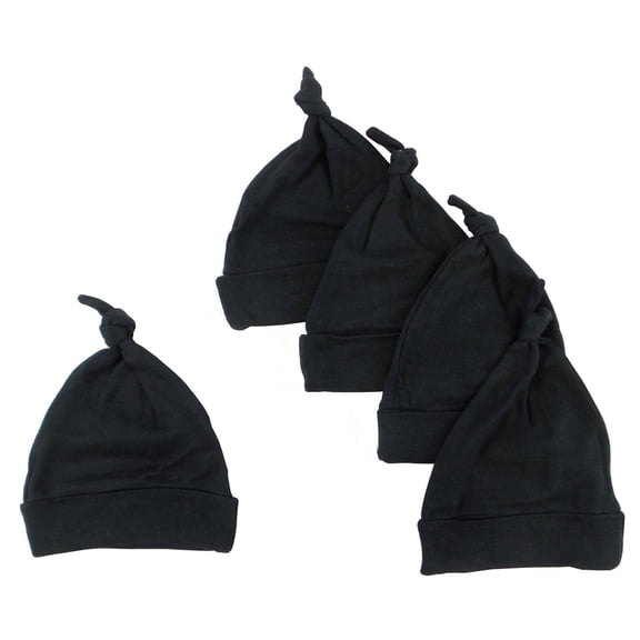 Black Knotted Baby Cap (Pack of 5)