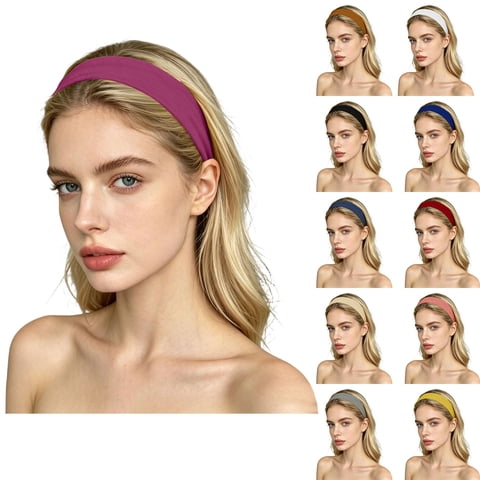 Black Knotted Headband for Women Roughen both sides of the milk shreds Wide Hair Wrap Extra Turban Head Bands for Lady Large Sport Workout Stretch Non-slip Big Hair Bands One Size