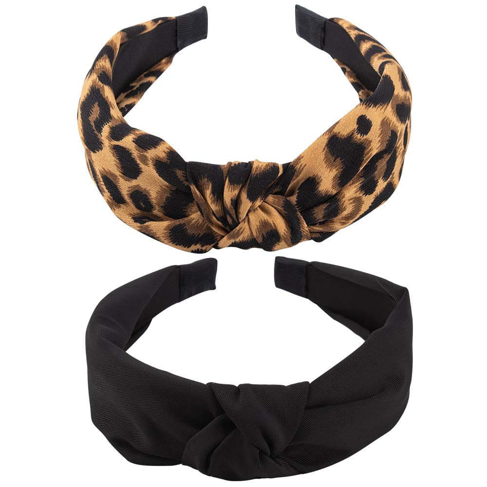 Black Knotted Headbands for Women Leopard Head Bands Women Hair KICOSY