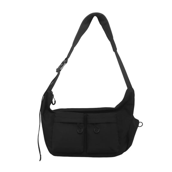 Black Korean Style Large Capacity Canvas Messenger Bag Crossbody Shoulder Bag For Women 19X9 Inches Nylon Work Tote Purse 0.68Lb