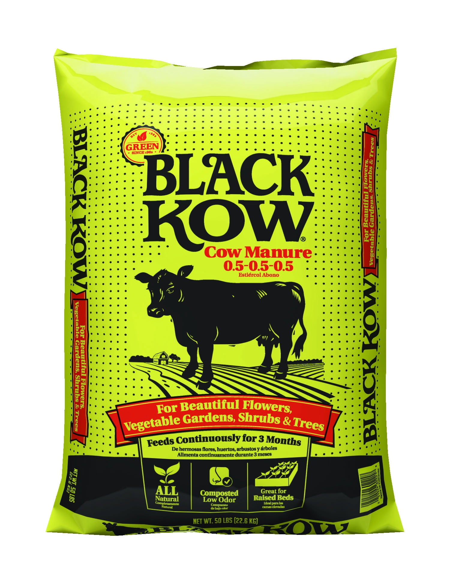 Black Kow Compost Cow Manure Natural Fertilizer, 50 lb with Low Odor