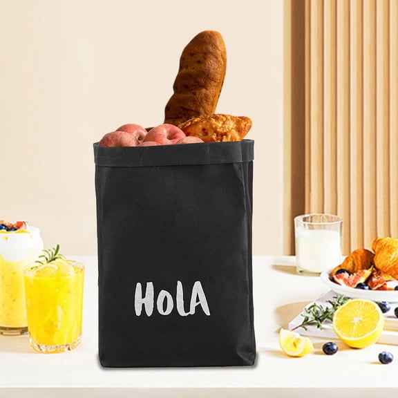 Black Kraft Paper Bag Waterproof Laminated Storage Pouch for Bread Vegetables Cosmetics Fridge Organizer Plant Pot Cover Reusable Kitchen Pantry Bag