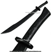 Black Kung Fu Wooden Practice Chinese Broad Sword Full Tang Ox Tail