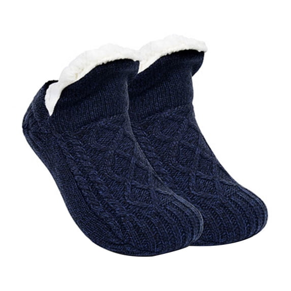 Black L Fleece Lined Slipper Socks With Grippers For Warmth And Comfort In Cold Weather For Daily Wear