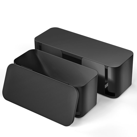 Black L+M 2 Pack Cable Management Box Home Office Pet Friendly Organizer