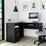 Black L-shaped Desk With Appeal, Keyboard Shelf For Efficient Working