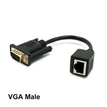 Black LAN CAT5 CAT6 Plug and Play Network Cable Adapter VGA To RJ45 Ethernet Port VGA Extender VGA MALE
