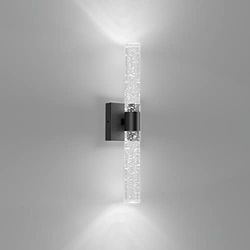 Black LED Crystal Bathroom Vanity Light Fixtures,Modern Wall Sconces Bubble Glass Wall Lights,6000K Wall Lamp for Bathroom,Living Room, Bedroom,Hallway$$Tools & Hardware Other