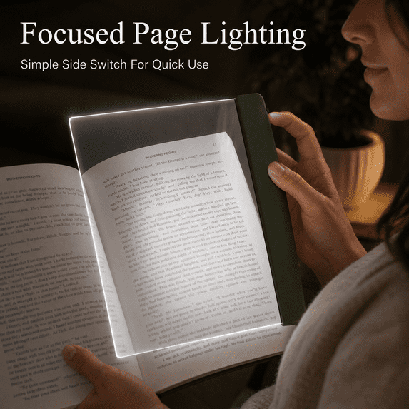 Black LED Flat Night Vision Reading Light - Reading Lights for Books in Bed Battery Powered Soft Eye Protection Lamp for Bedtime Reading and Travel, Portable Dimmable Night Light for Readers, 1pc