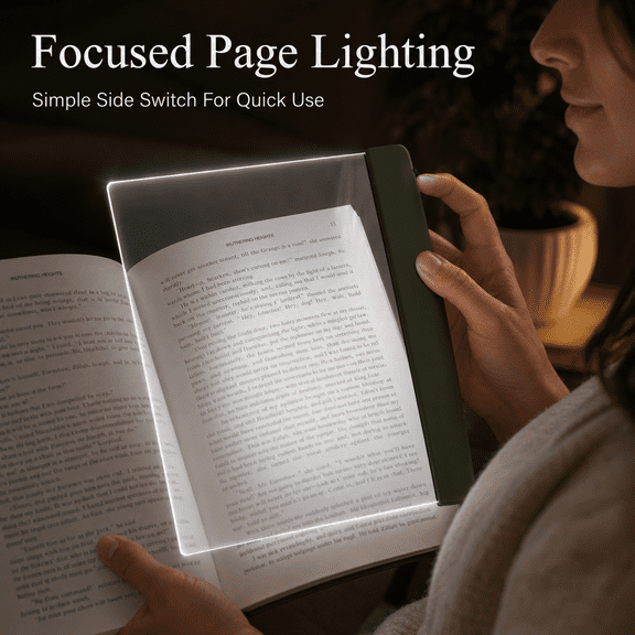 Black LED Flat Night Vision Reading Light - Reading Lights for Books in Bed Battery Powered Soft Eye Protection Lamp for Bedtime Reading and Travel, Portable Dimmable Night Light for Readers, 1pc