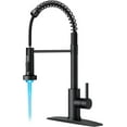 thumbnail image 1 of Black LED Kitchen Faucet with Pull Down Sprayer, Modern Single Handle Stainless Steel Commercial Spring Sink Faucet with LED Light for Farmhouse Camper Laundry Camper RV, 1 of 9