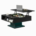 thumbnail image 1 of Black LED Lift Top Coffee Table: Square Wood Center Table with Hidden Storage for Living Room, Modern Design for Dining & Reception Areas, 1 of 9