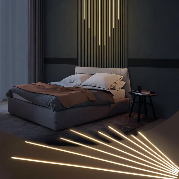 Black LED Recessed Lighting Kit - 8 PCS 3000K Warm White LED Strip Lights with Touch Control, Dimmable Self-Adhesive Wall Panel Lights for Wood Slat Wall Panels, Under Cabinet (Milky Cover)