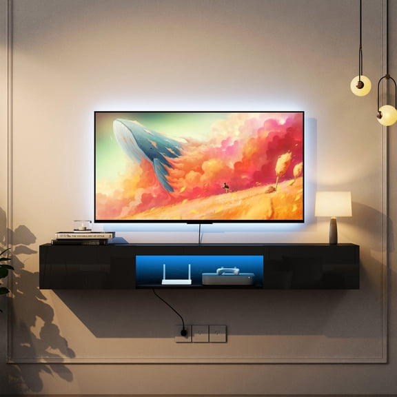 Black LED TV Stand for 60 - 69 Inch TVs / Add Style and Function to Your Home