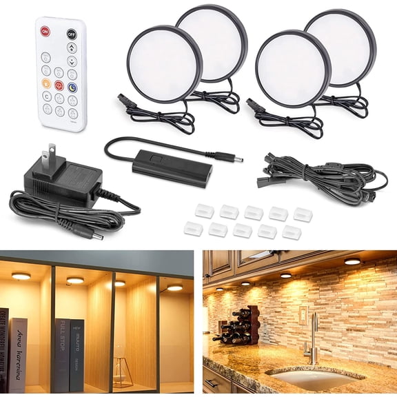 Black LED Under Cabinet Lights with RF Remote,2700K Warm White