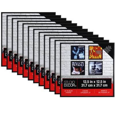 4 Pack Black Aluminum Vinyl Record Frames - 12.5x12.5 Inch, Display LP Album Covers