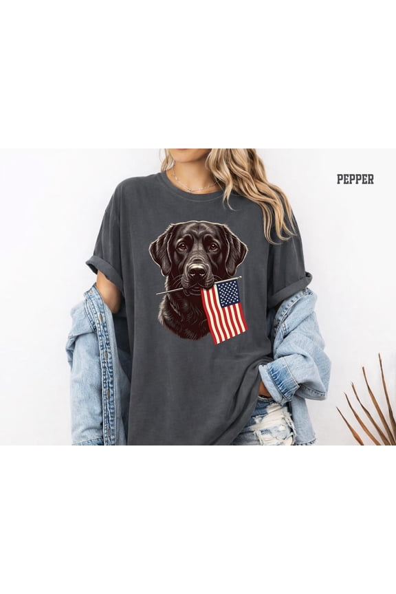 Black Lab American Flag Labrador Dog Lover 4th of July Puppy T-Shirt