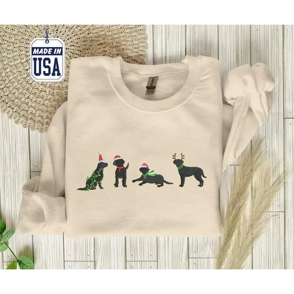 Black Lab Christmas Embroidered Sweatshirt
