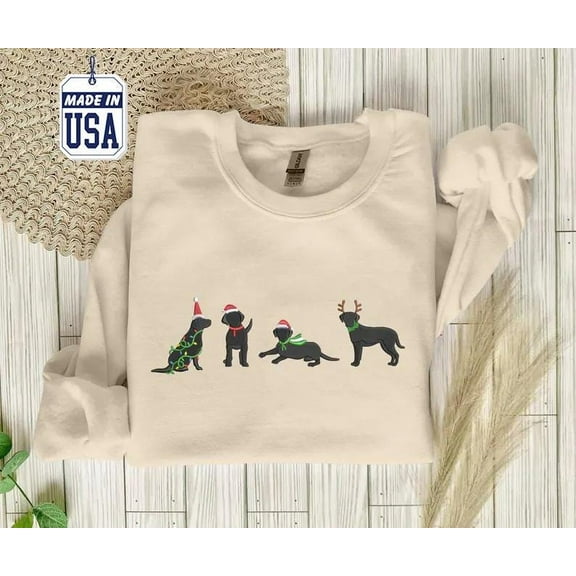 Black Lab Christmas Embroidered Sweatshirt